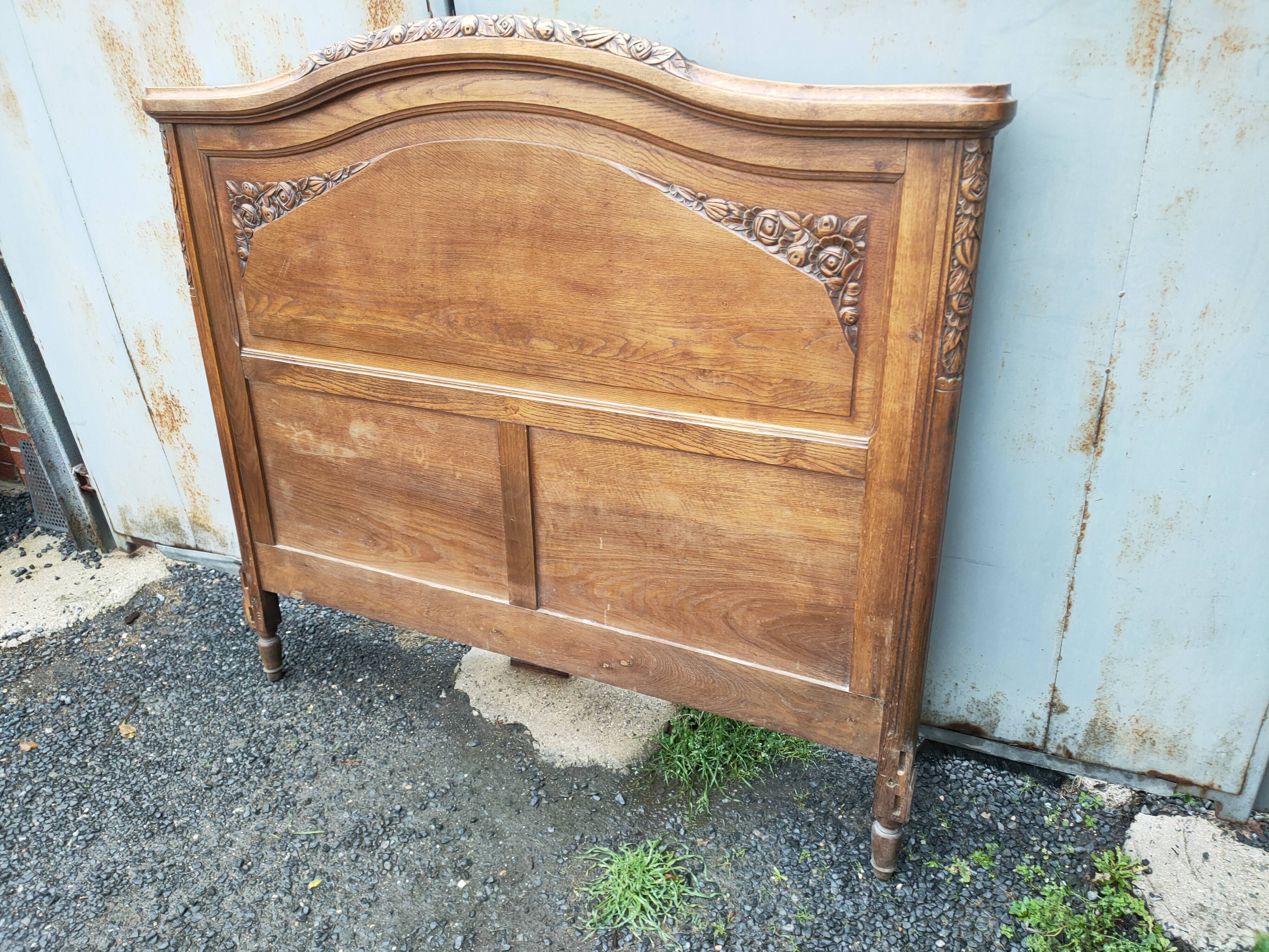 Solid oak headboard, 1930s