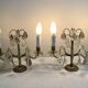 Paire de lampes girandoles en bronze et cristal
