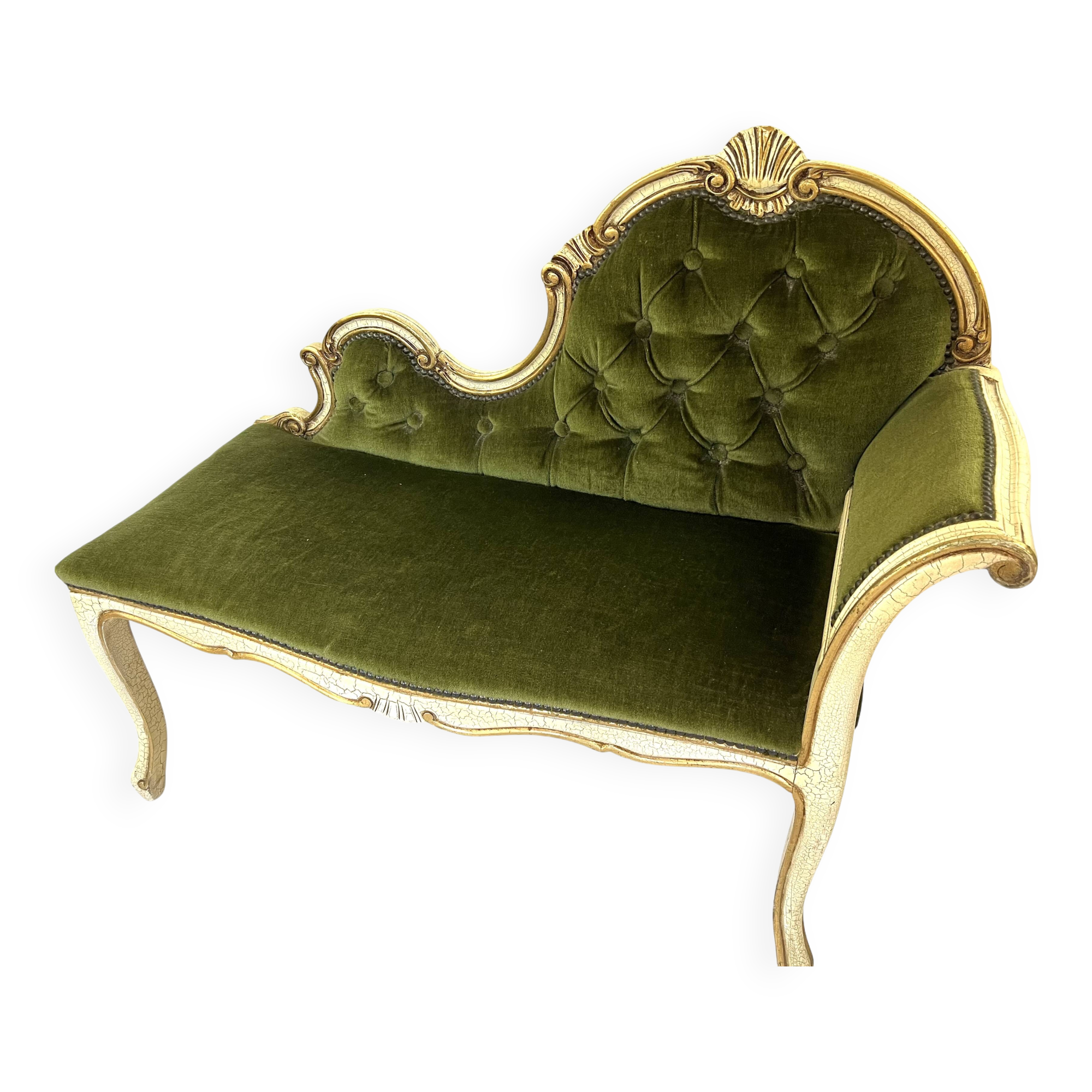 Venetian baroque armchair in green velvet – 1960s/70s
