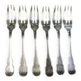 Set of 6 Boulenger silver metal cake forks
