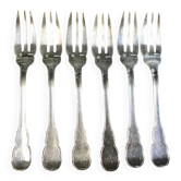 Série de 6 fourchettes à gâteau en métal argenté Boulenger