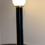 Floor lamp, Italy, 1970s, white glass ball, brass finishes, the star is in black lacquered i