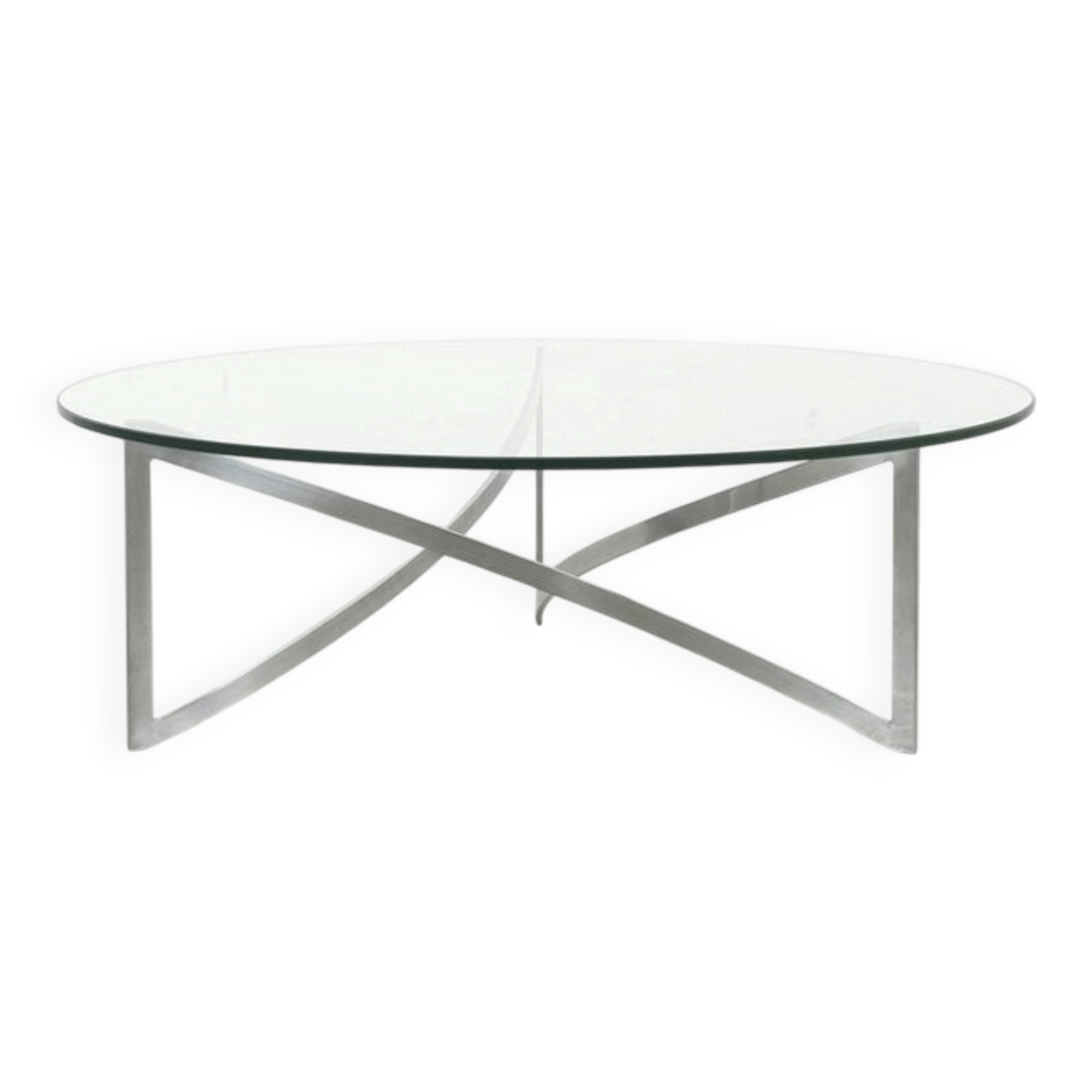 Table basse vintage en verre et acier