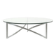 Table basse vintage en verre et acier