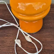 Small vintage orange mushroom lamp in opaline glass, space age.