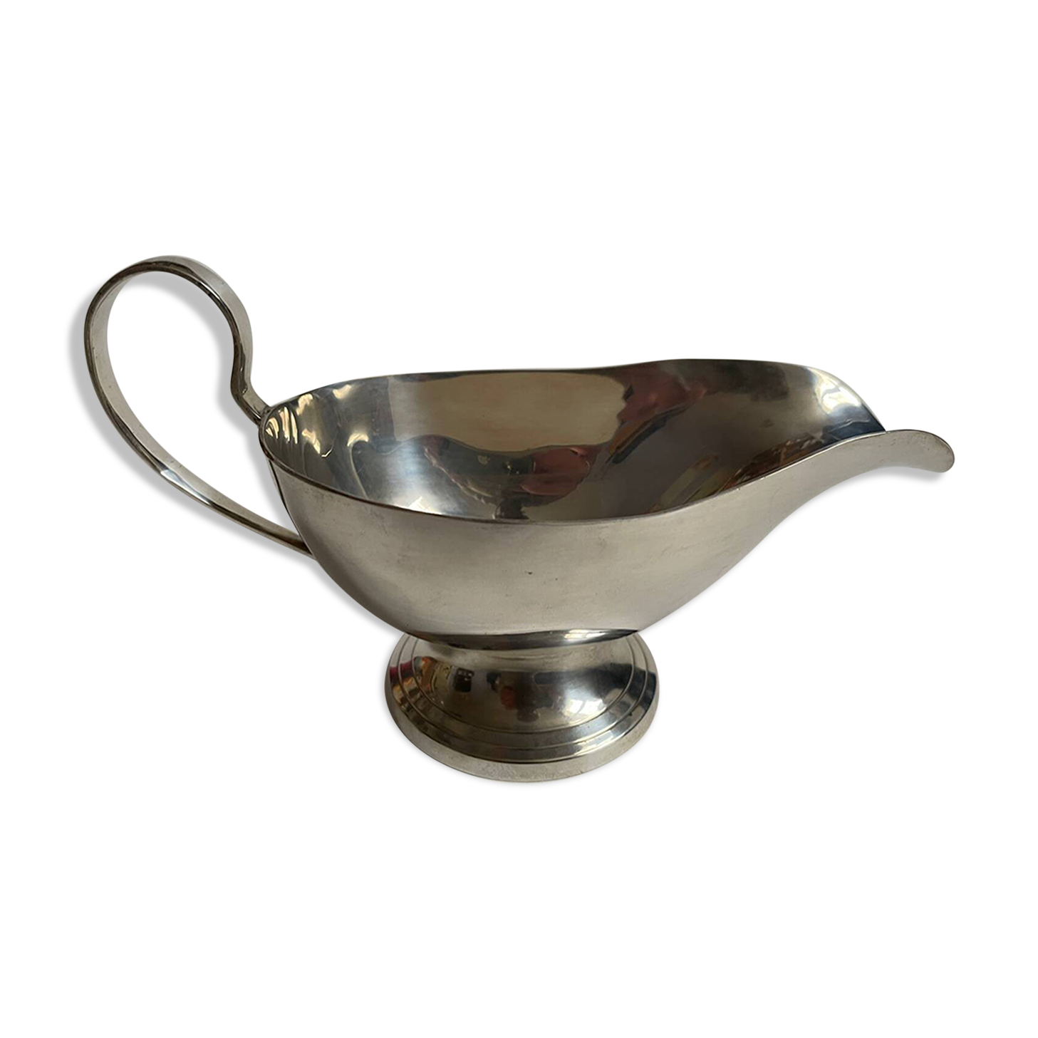 Silver metal sauce boat