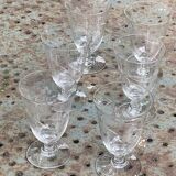 6 grands verres à vin anciens, motif floral ciseles,