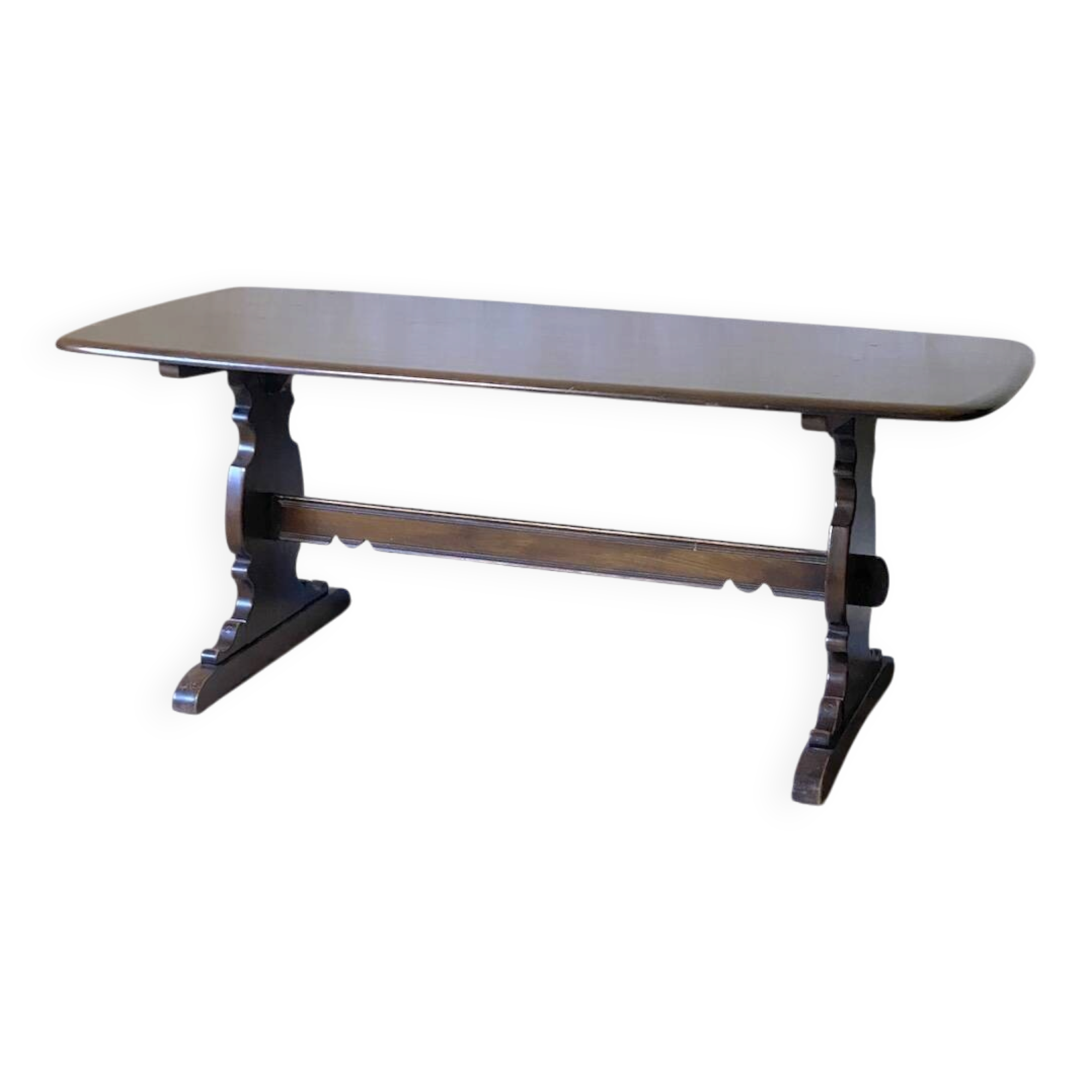 Rustic table in solid elm, vintage 1960s.