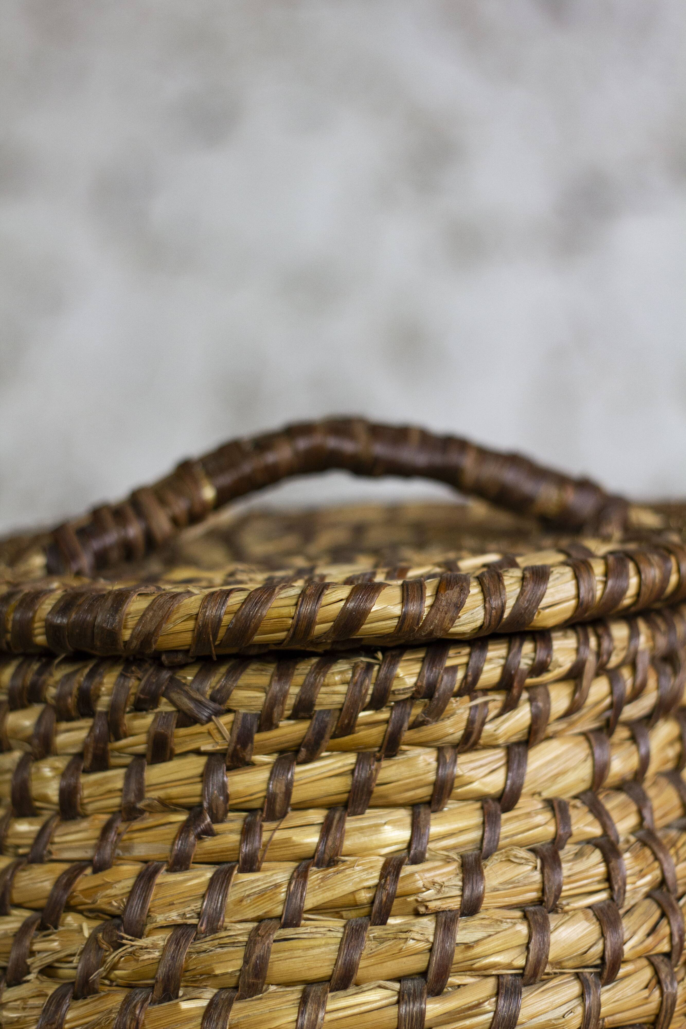 Vintage braided rope basket