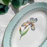 Vintage white and green porcelain dish Iris Moulin des Loups "Sargosse" 1950s