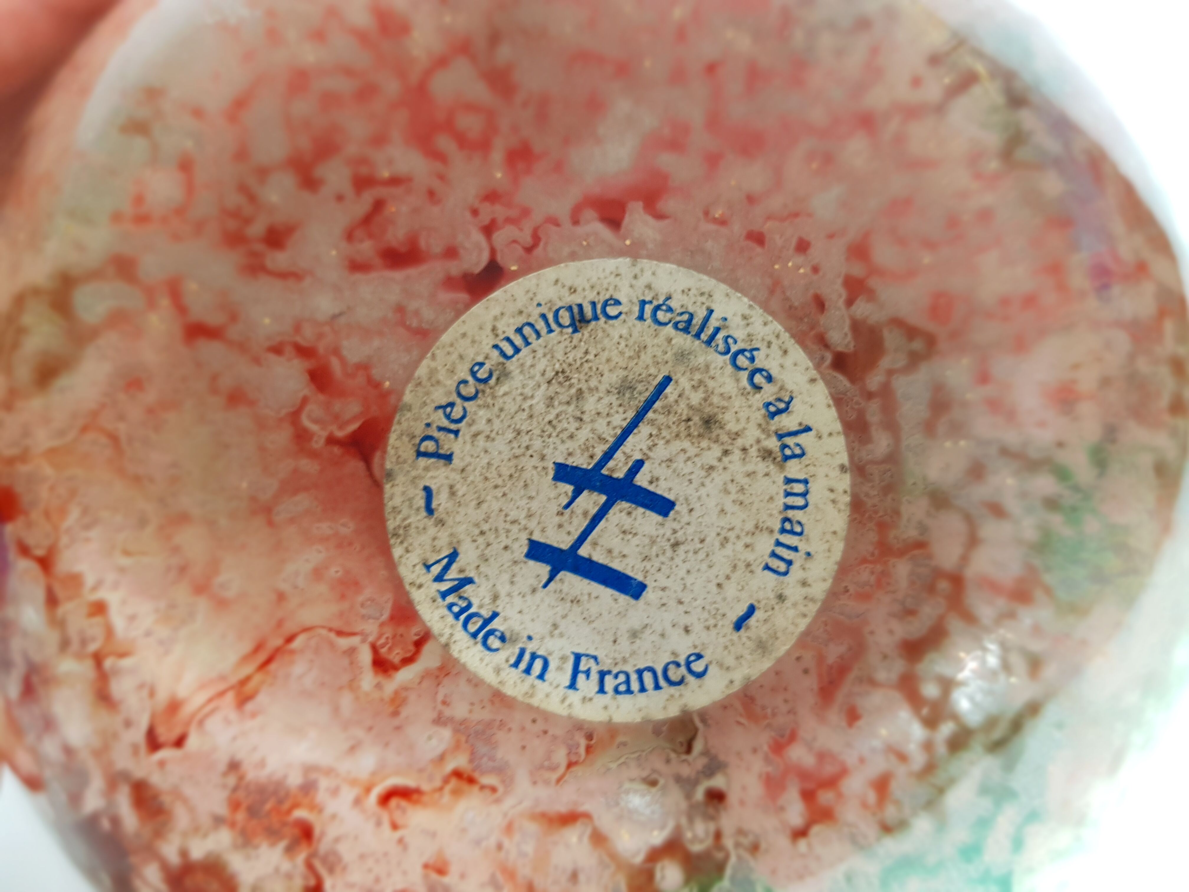 Set of two hand lacquered glass ball vases signed "Laque Line" and "Jean-Noel Bouillet"