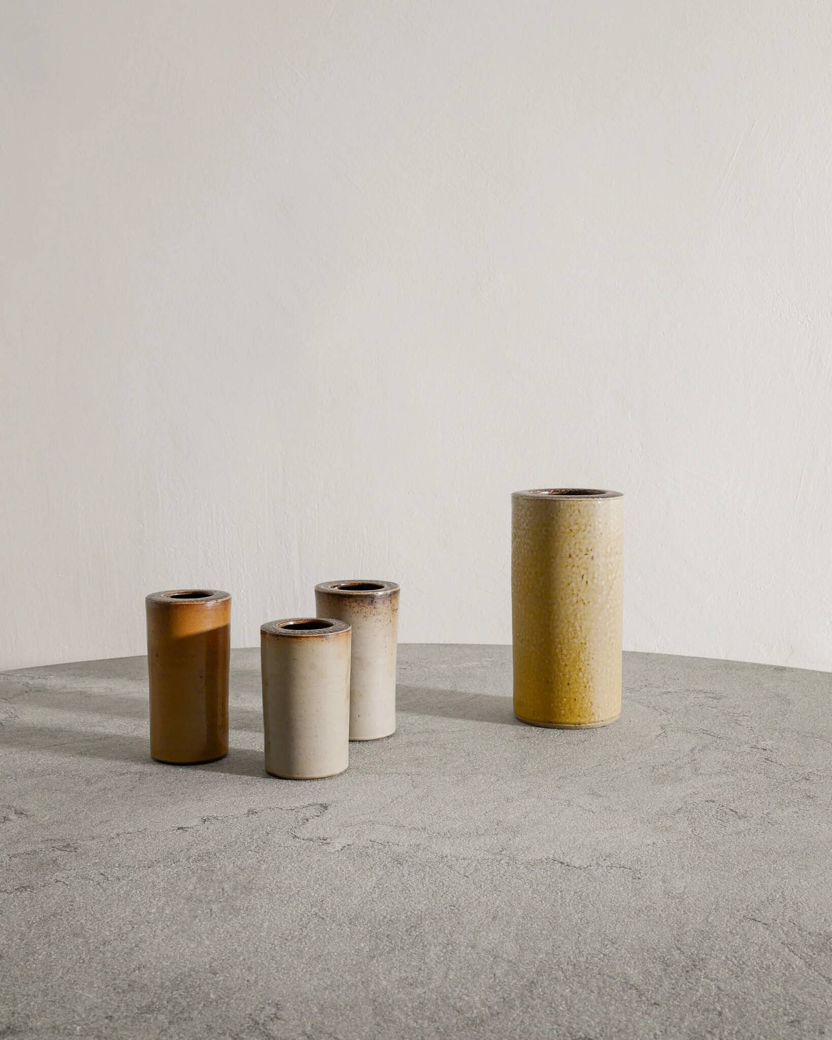 Swedish Cylinder Stoneware Vases by Arthur Andersson for Wallåkra, 1940s