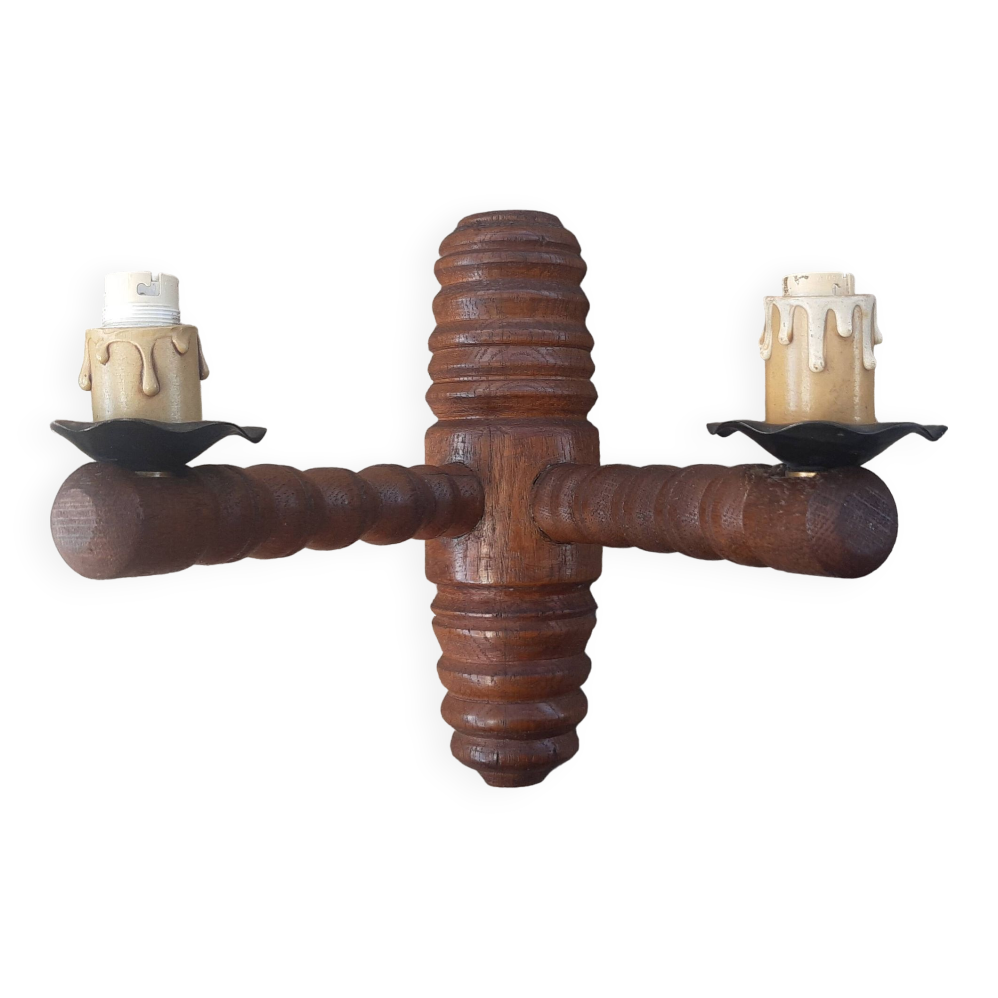 Brutalist turned wood wall light