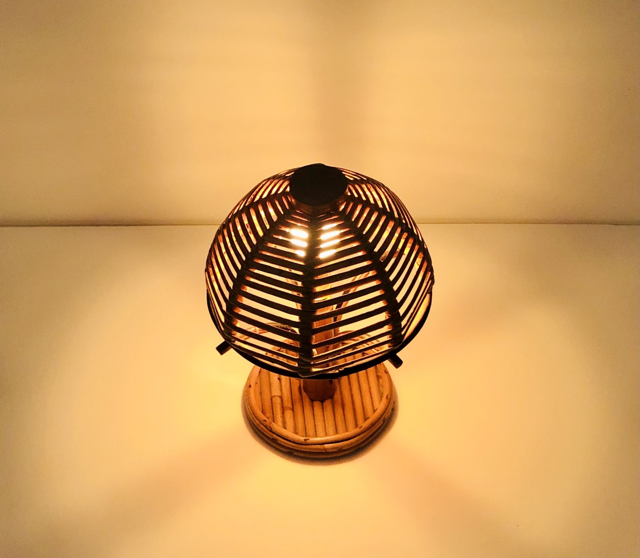 Rattan table lamp, Italy 60s