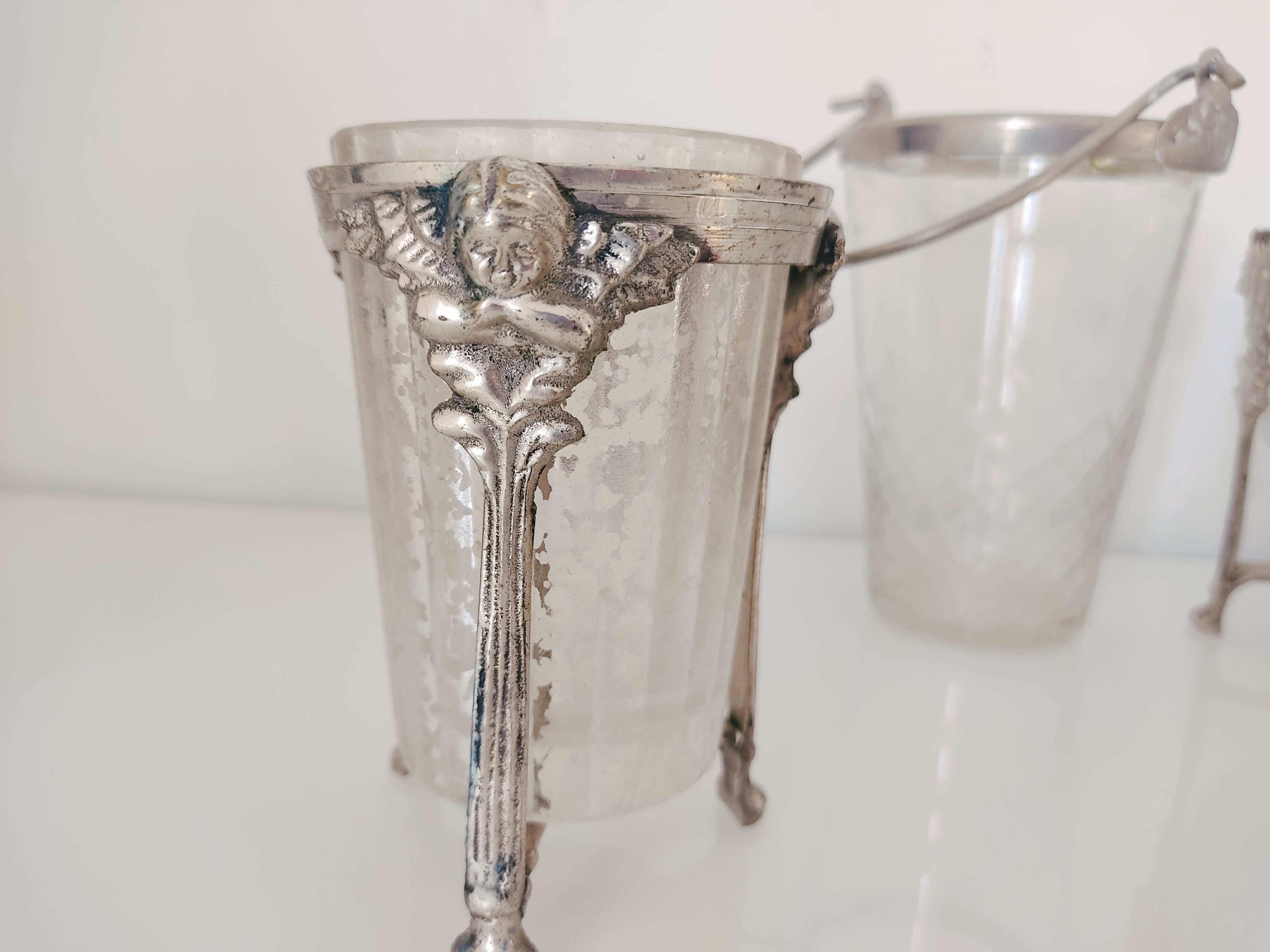 Ensemble de 8 photophores verre et métal