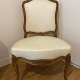 Regency style armchairs in wood and ecru skai