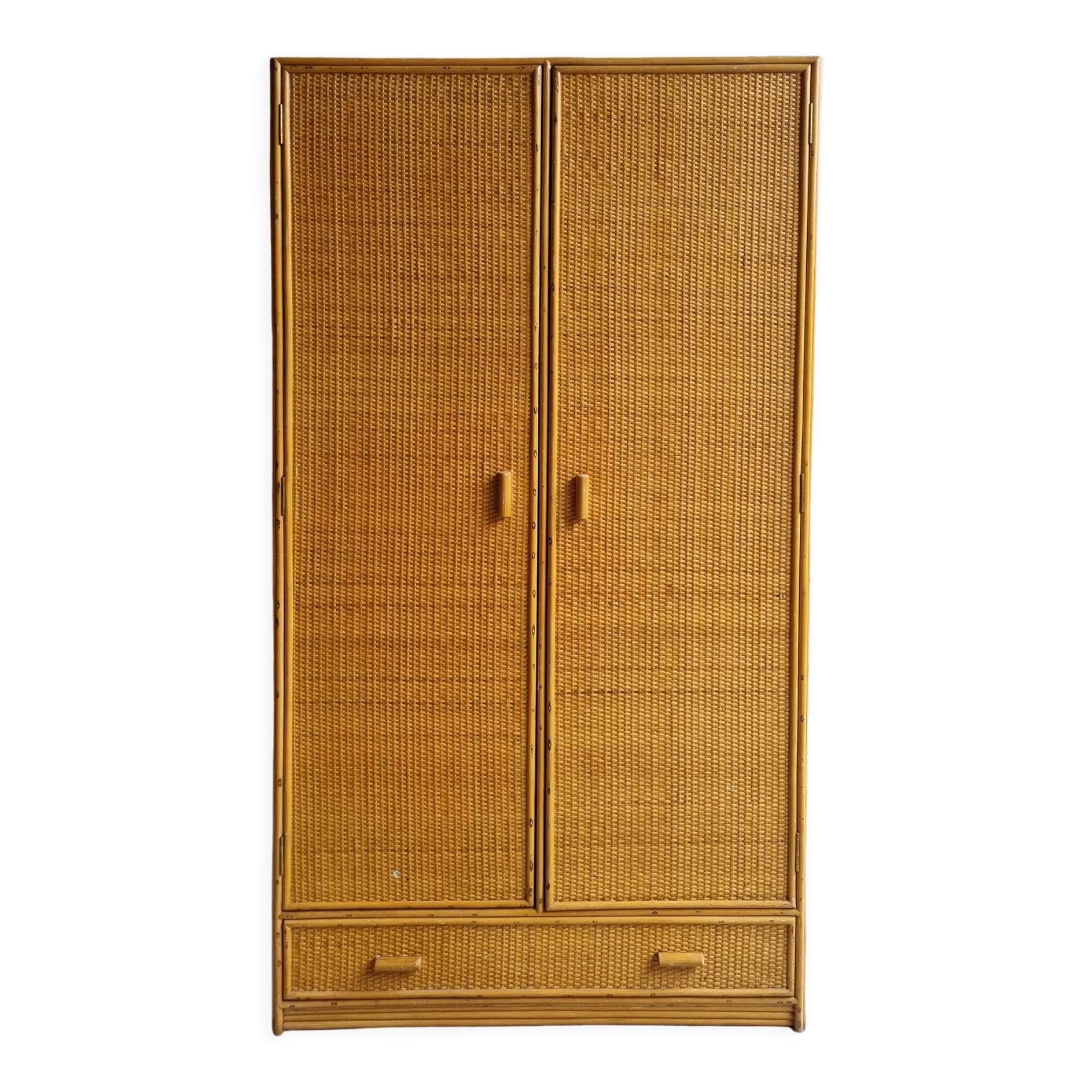 Bamboo wardrobe, rattan, vintage, 60s wardrobe