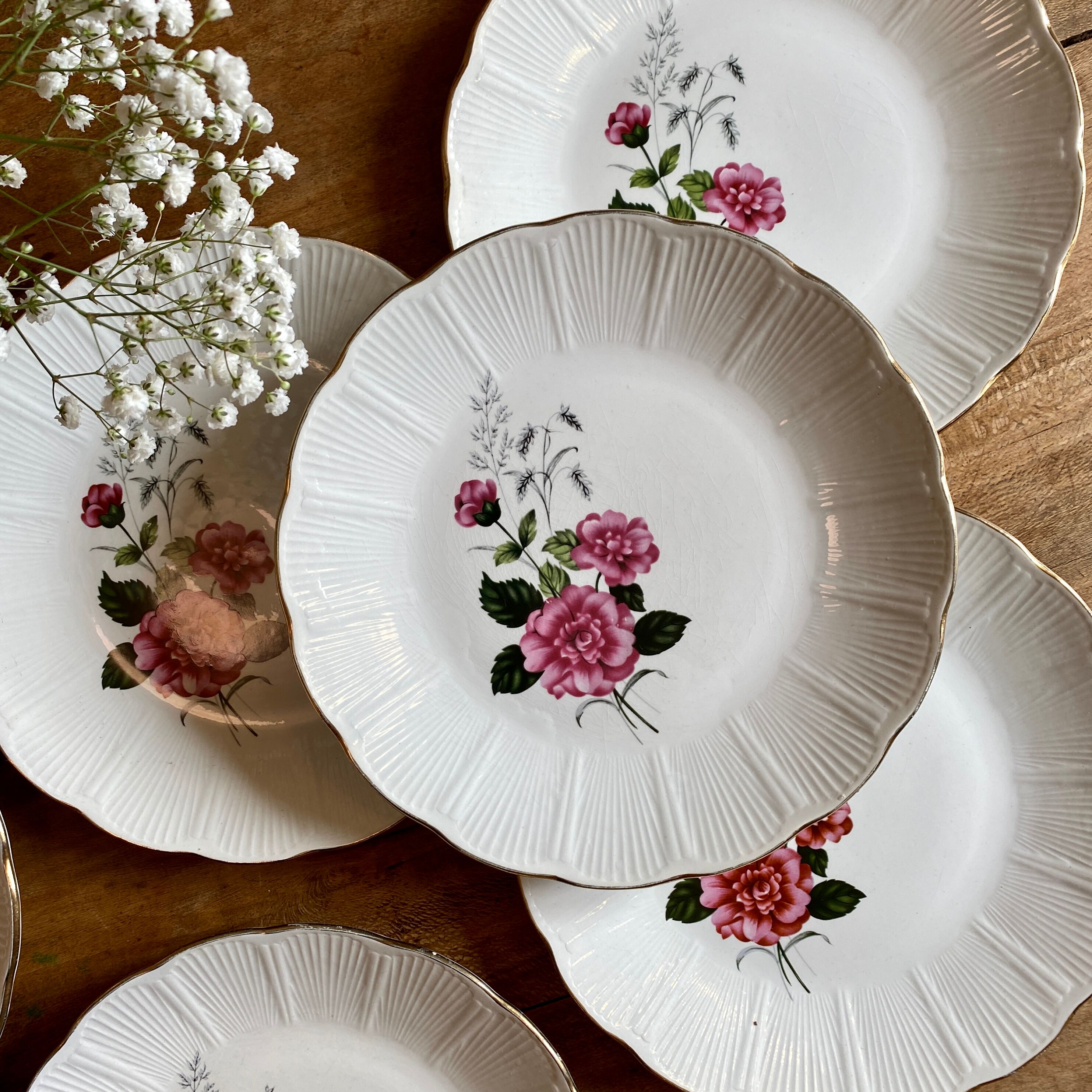Set of 6 vintage flat plates L'Amandinoise