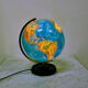 Globe de terre en verre illuminé vintage, allemagne des années 1970