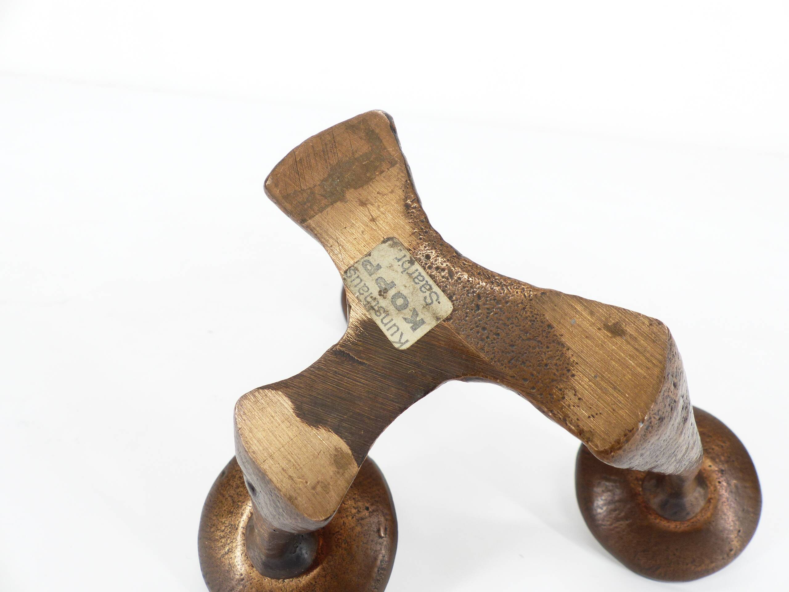 Vintage brutalist bronze candlestick Kunsthaus Kopp 1960s