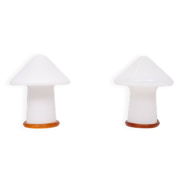 Stunning set Murano Mushroom table lamps 1970s Italy