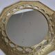 Vintage Moroccan mirror in hammered brass with openwork decoration, 22 cm