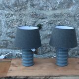 Pair of grey ceramic lamps & mottled grey lampshades – Contemporary design