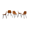 Ensemble de 5 chaises « Amsterdam » en cuir par Pierre Guariche.