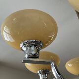 Art Deco chandelier in nickel-plated and opaline metal