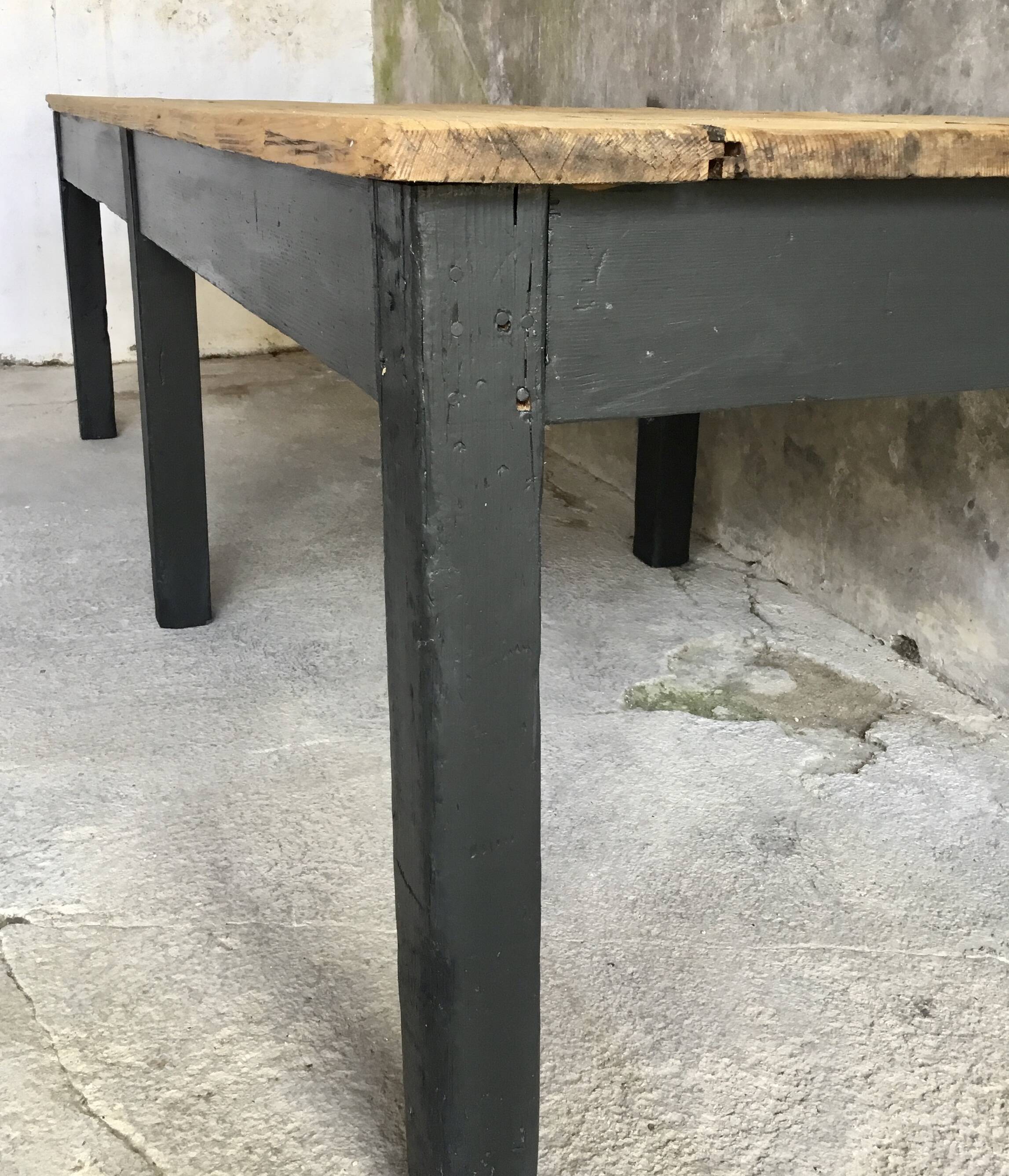 Farm table 230 cm - black base - early 20th century