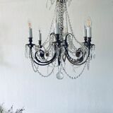 Chandelier with crystal and bronze tassels