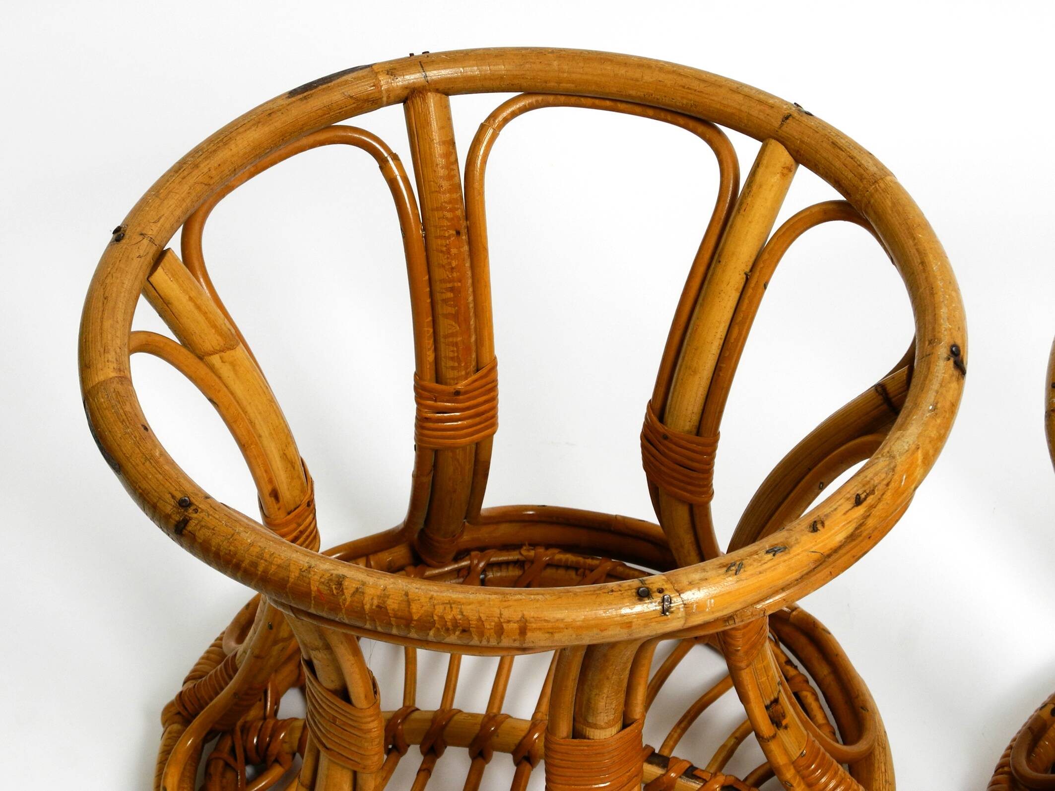 Pair of beautiful rare original 1960's Italian bamboo stools