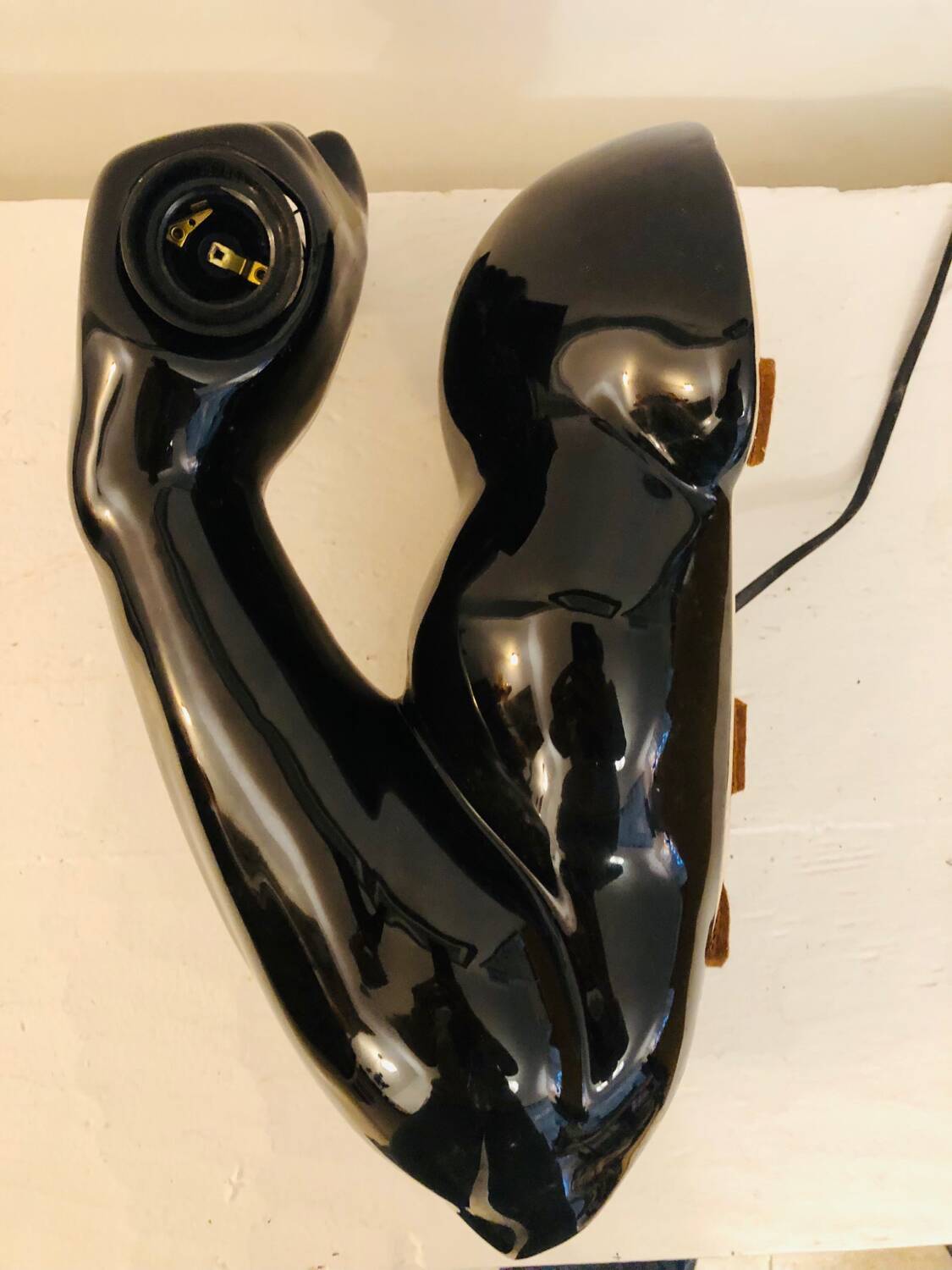 Vintage ceramic dumbbell lamp by JC Peiré