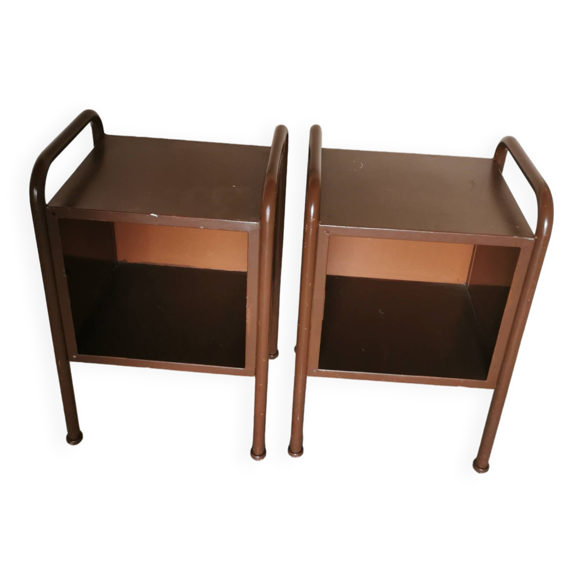 Pair of boarding school bedside tables