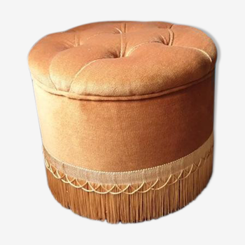 Pouf ancien velour camel doré style art déco