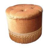 Old golden camel velvet pouf art deco style