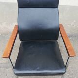 Vintage leather and teak armchair