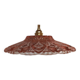Vintage pink molded glass pendant light