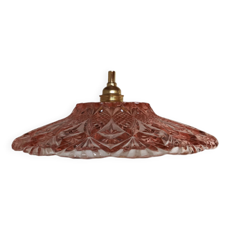 Vintage pink molded glass pendant light