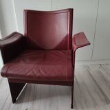 Bordeaux leather armchair by Tito Agnoli for Matteo Grassi, Italy