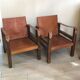 Pair of vintage design safari armchairs 50s
