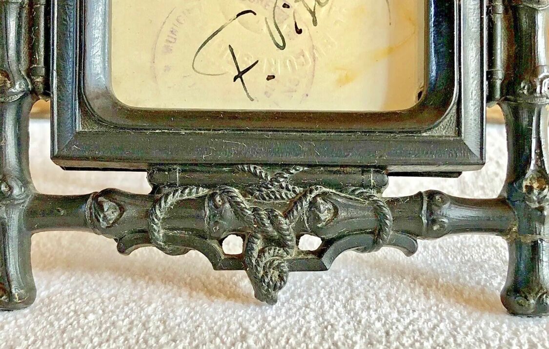 Old Napoleon III photo frame blackened hardened wood