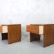 A pair of Scandinavian minimalist teak nightstand tables , 1960s