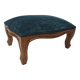 Louis XV footrest – duck blue velvet – fully reupholstered
