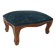 Louis XV footrest – duck blue velvet – fully reupholstered
