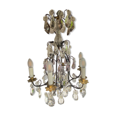 Lustre à pampilles en bronze 1930