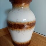 West Germany 290-34 vase in white and brown glazed ceramic
