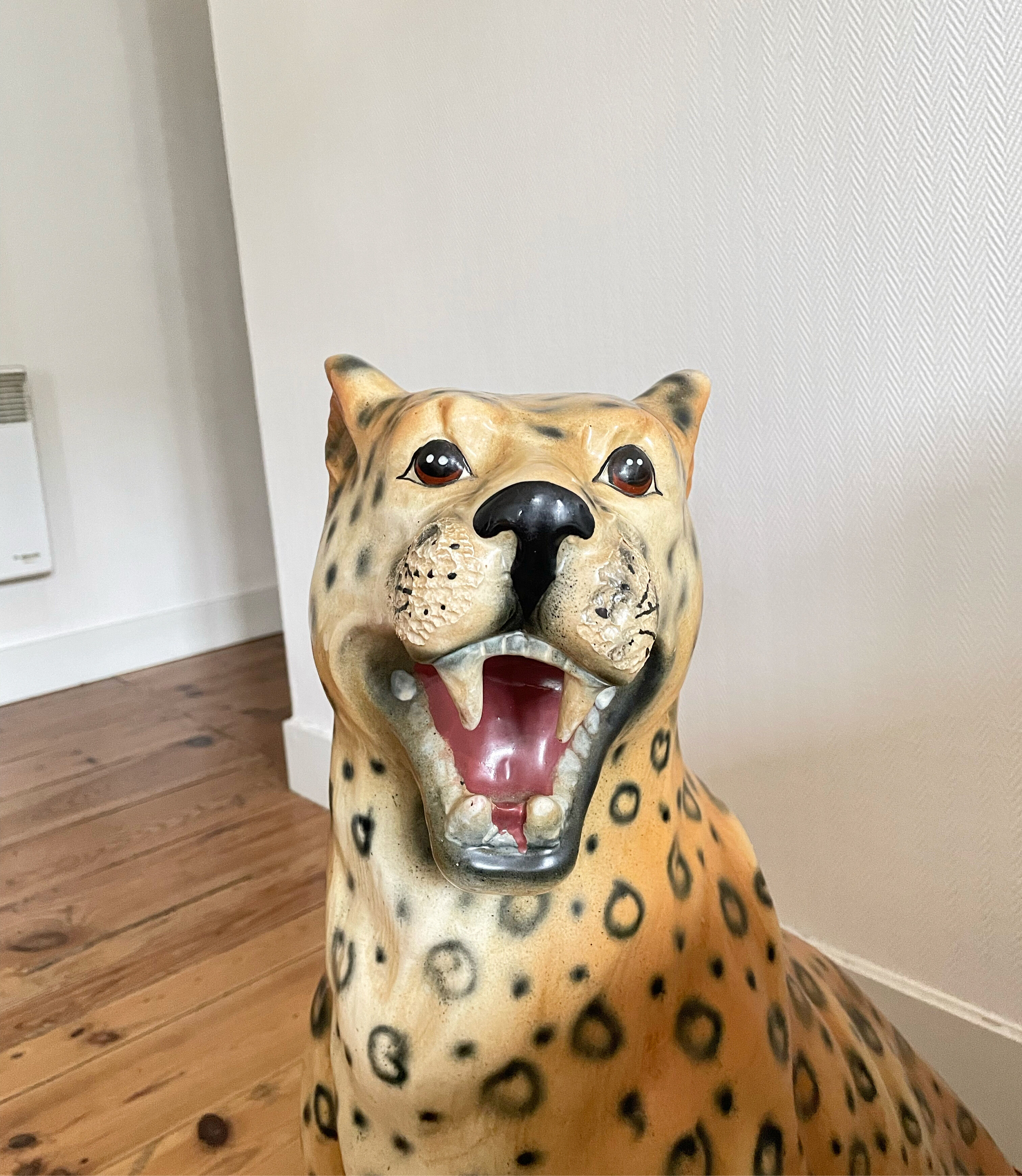 Old leopard faience-ceramic art deco vintage