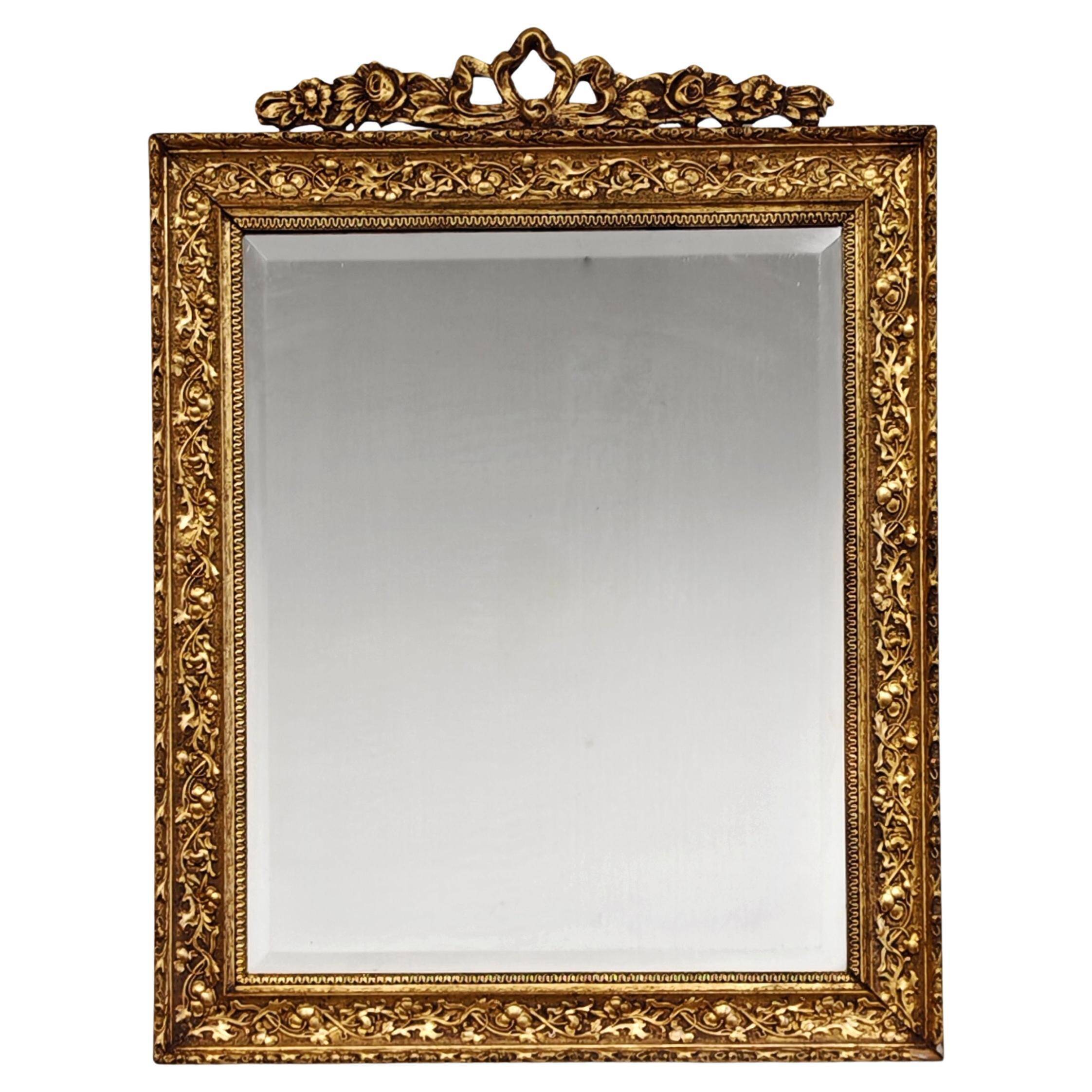 Miroir ancien en bois doré, style néoclassique, 19ème siècle