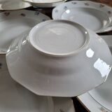 8 12-sided soup plates – floral porcelain with gold edging